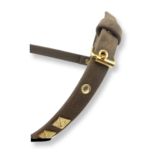 Fashion Dog Harness and Chain Leash Set -Brown Faux Suede