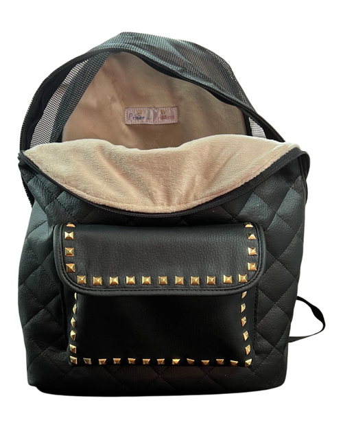 Black with Gold Studs Dog Backpack