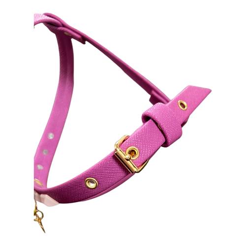 Fashion Dog Harness and Leash Set - Fuchsia with Pink Studs