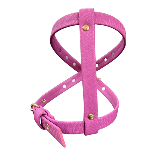 Fashion Dog Harness and Leash Set - Fuchsia with Pink Studs