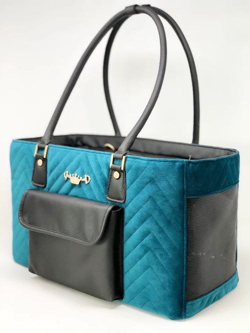 Luxury-Blue-Velvet-Dog-Tote